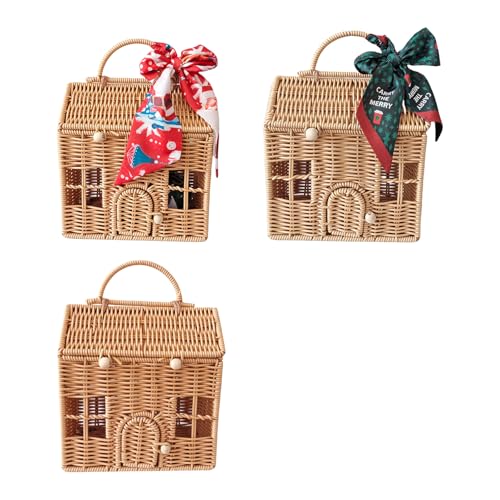 Ksikdeg Weidenkoffer Dekorative Haus Rattan Korb mit Griff Lebensmittel Aufbewahrungsbox für Picknick und Familie