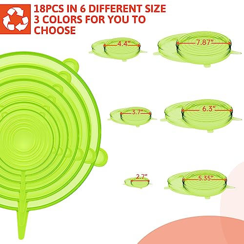 Bfons 18 Pack Silicone Stretch Lids, 6 Different Sizes Silicone Lids 100% Safe Food Grade Silicone To Meet Most Container, Microwave Cover For Food Storage, Silicone Can Cover, Silicone Bowl Covers #TOP2
