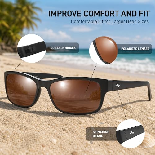 Image of FATHEADZ Oversized Polarized Sunglasses Men & Women - UV Protection RX Ready Wide Fit Eyewear for Outdoor Use - RX Ready