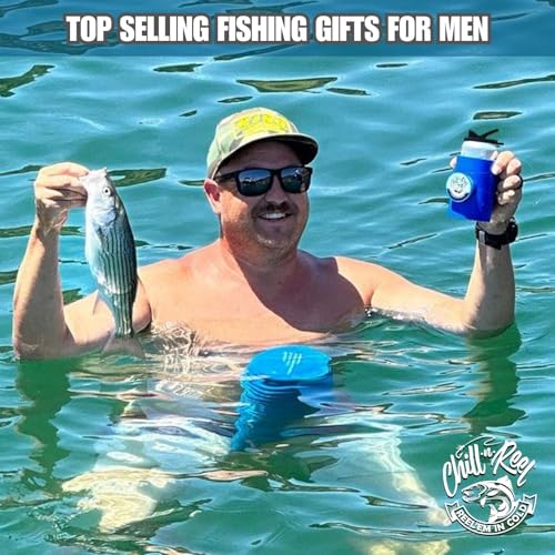 Made in USA | Fishing Can Cooler (from Shark Tank) | Fishing Gifts for Men & Gifts for Dad Who Wants Nothing | Boating Must Haves | Shrinkwrap Packaging | Blue
