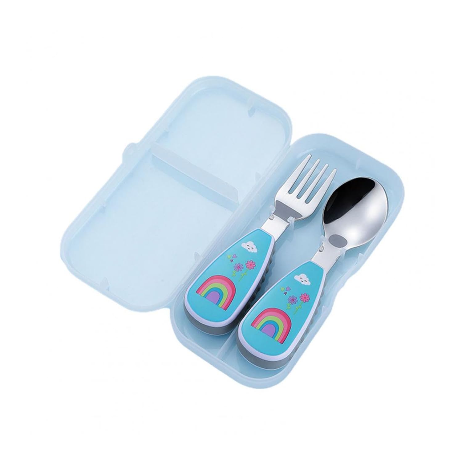 BrainGiggles Kids Cutlery Set with Case for School | Kids Spoon and Fork Set | Children Cutlery Set for Lunch Box | Childrens Tableware Flatware | Stainless Steel Toddler Cutlery (Rainbow)