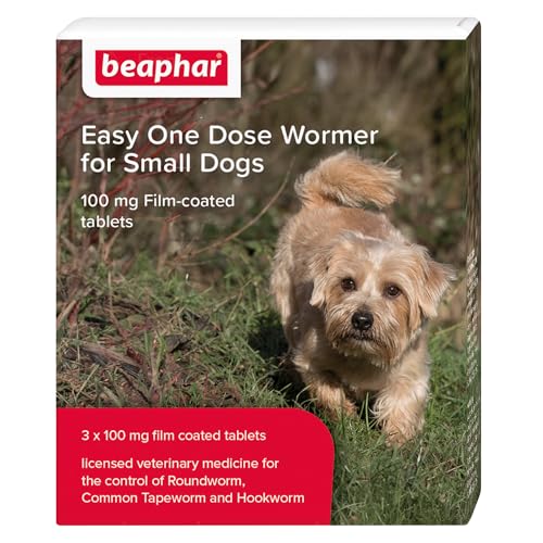 Beaphar - Easy One Dose Worming Tablets For Small Dogs For Dogs Over 12 weeks Old & Weighing 2-6kg Kills Roundworms Tapeworms & Hookworms - Veterinary medicine Easy-To-Give - 3 Tablet Pack