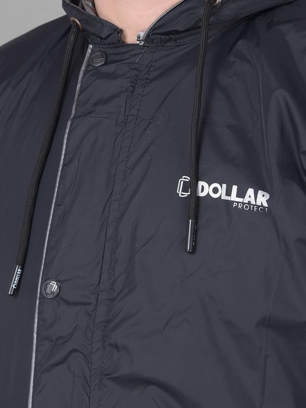 Image of Dollar Rainguard Men's PVC Full Sleeve Solid Reversible Raincoat Set with Adjustable Hood and Pocket