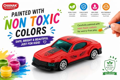 Image of Chanak Die-cast Car - Metal Pull Back Toy Car with Smooth Wheels - Racing Toy with Zinc Alloy Body - Pull Back Sports Cars with Smooth Edges - Vehicle Toys Cars - Gift for Kids 3+ Year (Red)