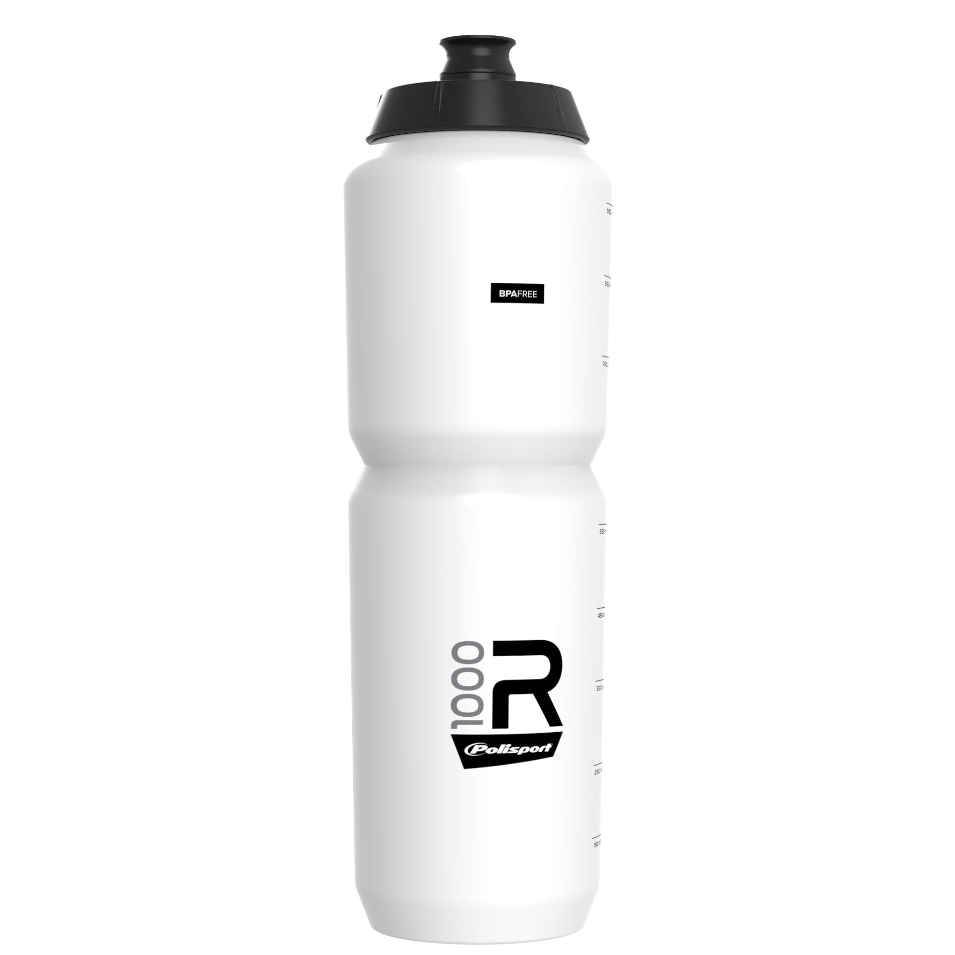 Polisport 8649100008 - R Bicycle R1000, Large 1000 ml BPA-Free Squeezable Water Container, Lightweight with Soft-Touch Tip for Cycling and Other Sports, White