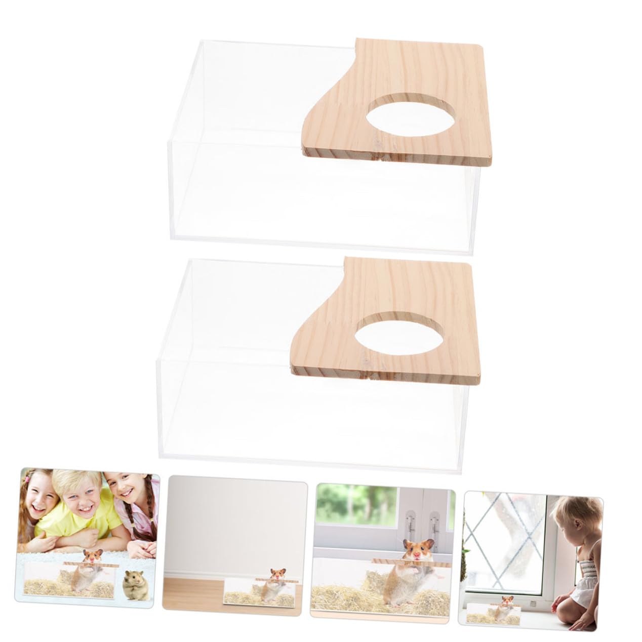 KOMBIUDA Badebehälter Transparent für Hamster und Meerschweinchen 2 Stück Acryl Verschleißfest und Sicher zum Spielen und Baden für Zuhause und Tiergeschäft