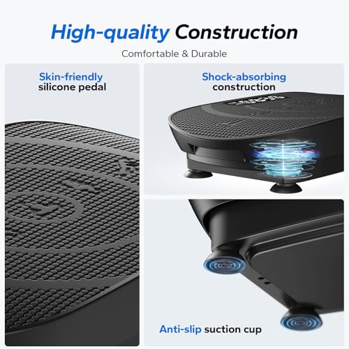MERACH Vibration Plate Exercise Machine, Whole Body Workout Equipment for Women, Bluetooth and Silicone Pedal, Vibration Plate with Auto Mode, Vibrate Fitness Platform for Home (Black)