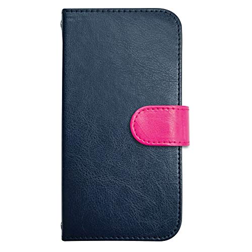 sslink iPhone17 Pro Max アイフォン17プロマックス 対応 ケース 手帳型 スマホケース 丸型 ラウンド(ローズ) ベルト きせかえ belty おしゃれ (カバー色ネイビー) ダイアリータイプ 横開き カード収納 フリップ カバー