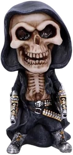 1 estatua de esqueleto, estatua de esqueleto mecánico, estatua de esqueleto de la muerte de Halloween, decoración de estatua de terror para