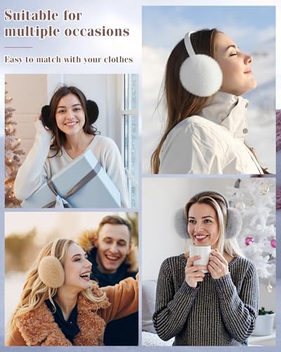 YSense Earmuffs Ear Warmers for Women Winter Fur Adjustable Foldable Ear Muffs Gifts