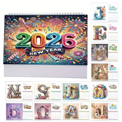 Calendrier de bureau 2026 avec strass et loisirs créatifs pour appartement
