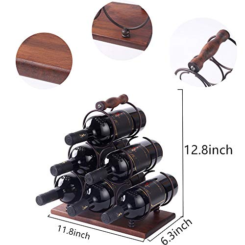 Ycoco Wine Holder,3 Tier 6 Bottles Countertop Wine Rack,Tabletop Wood Freestanding Wine Storage For Kitchen Home Bar Storage And Kitchen Decor,Brown #TOP1