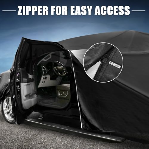 Image of X AUTOHAUX Car Cover for Jeep Wrangler 4DR 2007-2017 Aluminum Film Outdoor Waterproof Sun Rain Snow Hail Protection with Driver Door Zipper | Outdoor Waterproof Sun Rain Snow Hail Protection, Driver Door Zipper