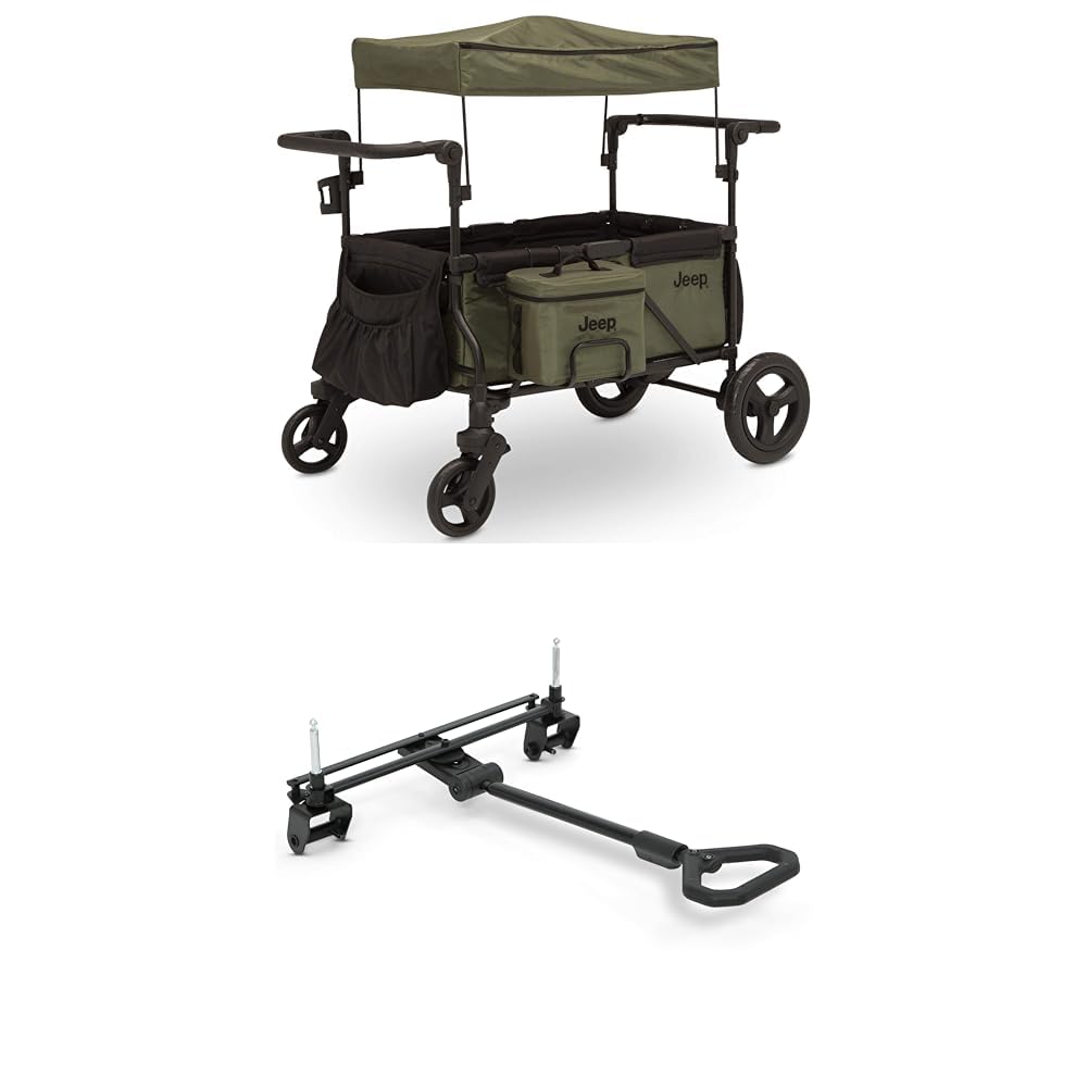 Jeep by Delta Children Deluxe Wrangler Stroller Wagon, Black/Green + Deluxe Wagon All-Terrain Sand Wheel Kit for Stroller Wagon (60003A) : Toys & Games