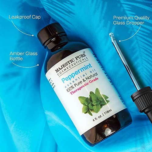 Majestic Pure Peppermint Essential Oil, Therapeutic Grade, Pure And Natural Premium Quality Oil, 4 Fl Oz #TOP5