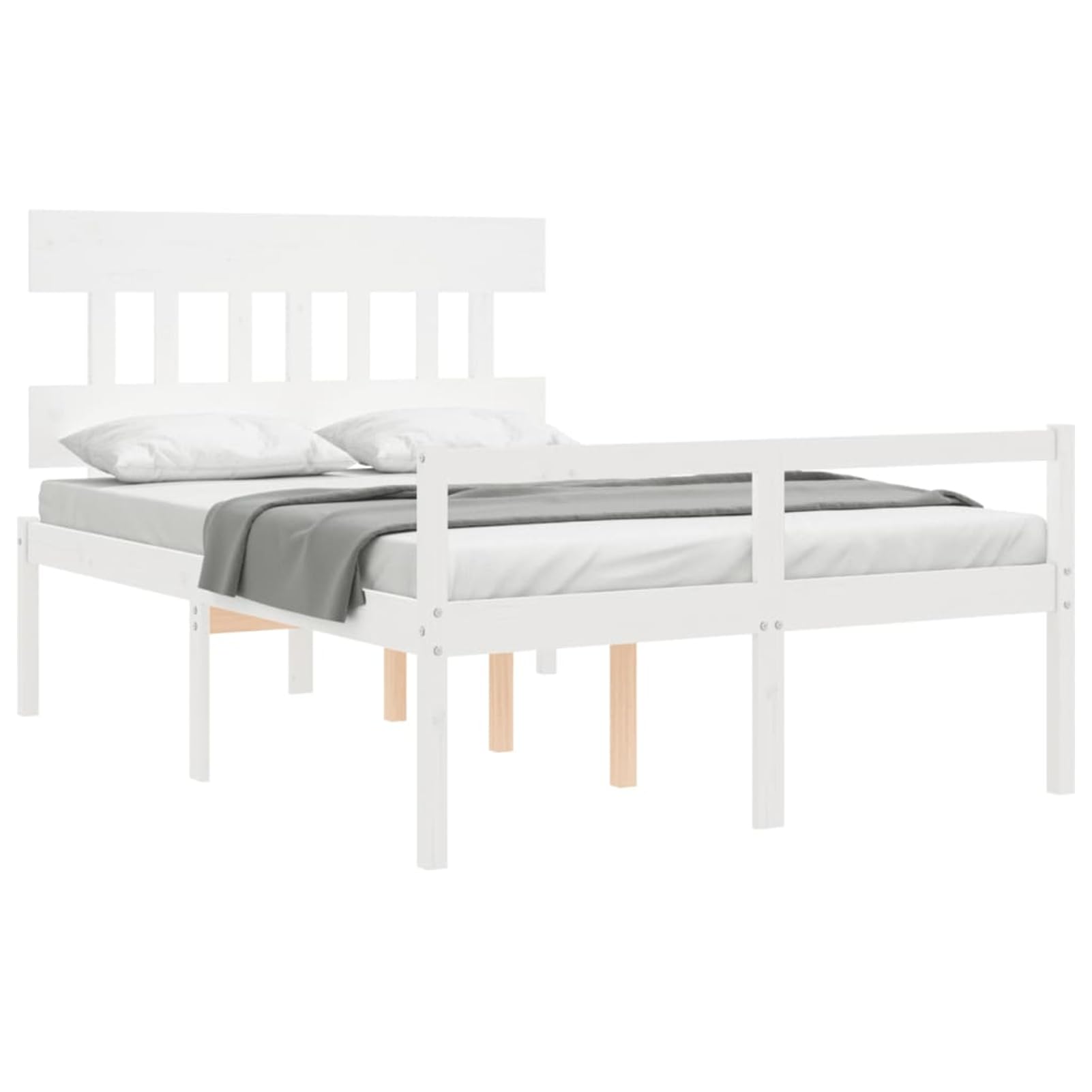 Massives Kiefernholzbett 195,5x125,5cm, 45cm Bodenhöhe, ohne Matratze - Seniorengerecht Model3195387