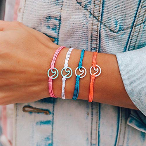 Image of Pura Vida Aqua or White Enamel Wave Bracelet - Waterproof, Adjustable Band