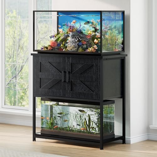20/29/30 Gallon Aquarium Stand with Cabinet Farmhouse Wood Fish Tank Stand
