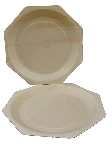 Concession Essentials Platos desechables redondos de madera de 6 pulgadas, compostables, pequeños, marrones, paquete de 50 unidades