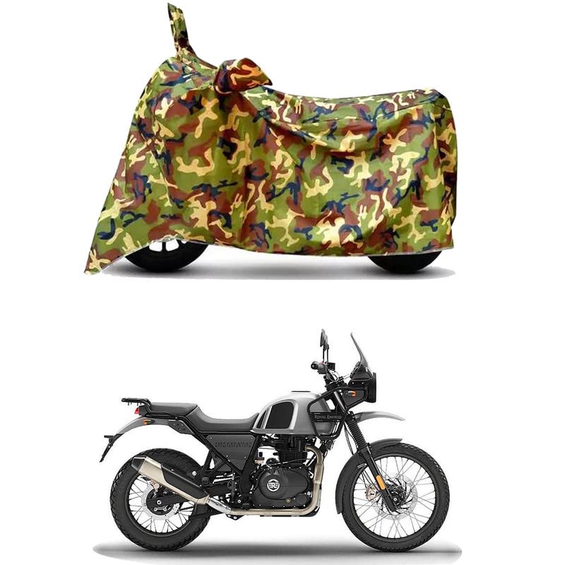 Image of Waterproof 100% PVC Coated Bike Scooty Two Wheeler Body Cover Compatible for Royal Enfie Himalayan BS6 /UV-Rays /Heat Protection /Birds Dropping /Scratchproof /Dust Proof /All [6X6 Jungle Print]