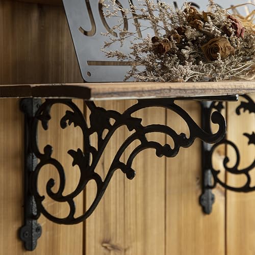Smkolin VB14‘’ 14''X8.5'' Decorative Shelf Brackets,2 Pack Cast Iron Shelf Supply,14 Inch Large Antique Black Corbesl,Screws Anchors Included thumb #4