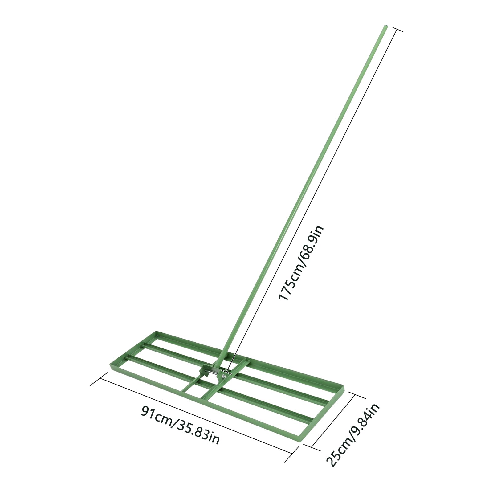 Rastrillo nivelador de césped con rotación de 180 Grados para nivelar fácilmente Superficies sucias y aceitosas en Patios, Jardines y Campos de Golf.