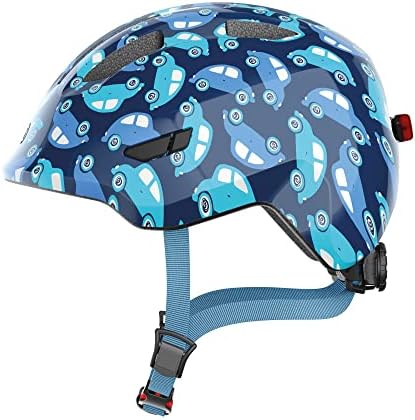 ABUS Kinderhelm Smiley 3.0 LED - Fahrradhelm mit Licht - Tiefe Passform & Platz für einen Zopf - für Mädchen und Jungs