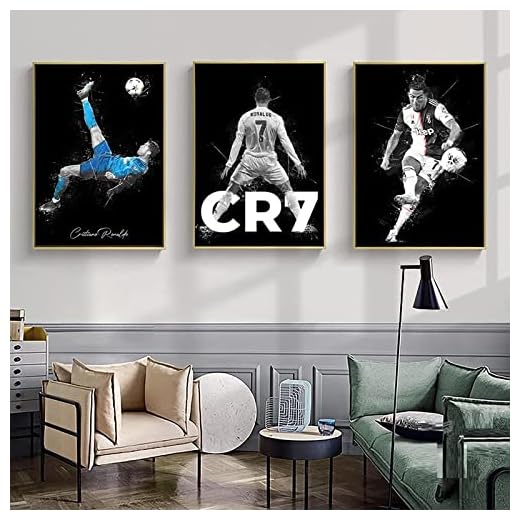 BDHcdfAJGf Cristiano Ronaldo pared arte fútbol estrella Poster e impresiones deportes artista lienzo pintura pared Cuadros sala habitación hogar Decoracion 40x60cmx3 sin marco