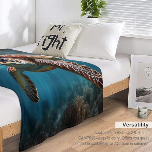 Manta de franela con tortugas marinas grande de 180 x 200 cm para sofa 7