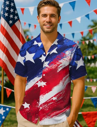 Image of Yoimira Hawaiian Shirts for Men, Print Mens Casual Short Sleeve Button Down Shirts Floral Aloha Beach Shirt