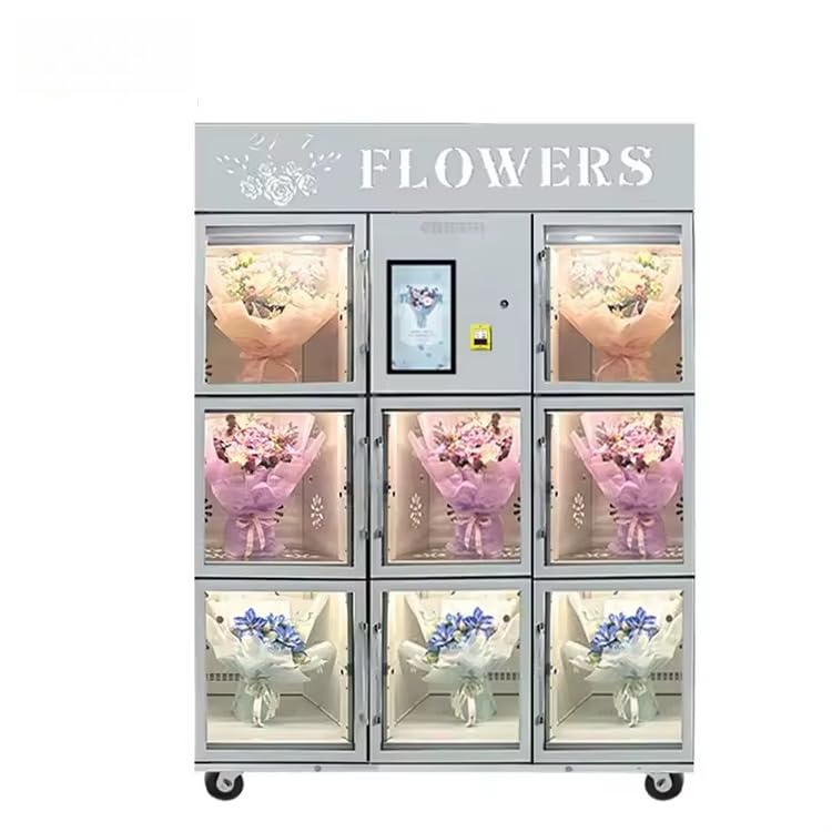 Automatic Flower Vending Machine, 24/7 Bouquet Display Equipment and Selling Combo with LED Touch Panel, Temperature Regulation & Large Capacity for Hotels, Malls, Stations