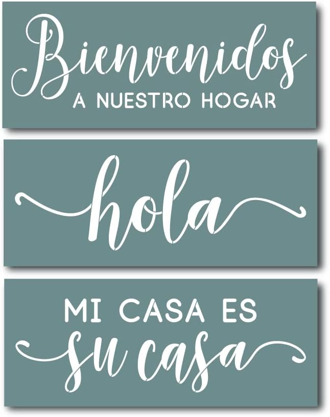 Set of 3 Spanish Word Stencils for Painting on Wood & Creating Unique Handmade
