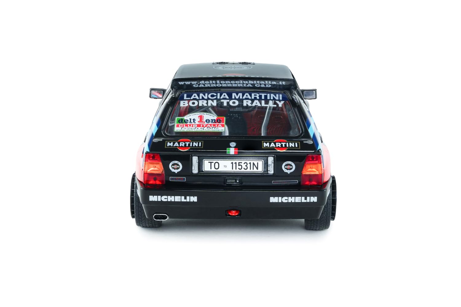 Solido - Lancia Delta HF Integrale M Rally Tribute 1991 1:18 - Modellino Auto Die-Cast da Collezione, in Metallo, Nero, con Base in Plastica, Scatola Finestra