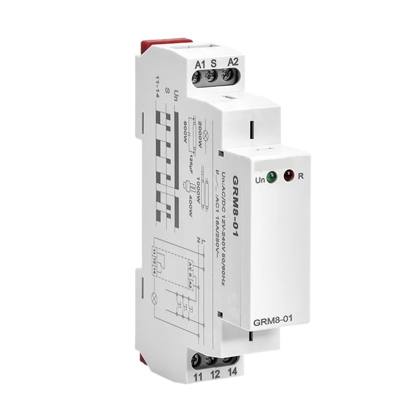 Relais d'impulsion GRM8 SPDT 16A AC/DC12-240V pour rail DIN