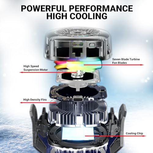 Image of Ant ICE20 Magnetic Cell Phone Cooler, RGB Phone Cooling Fan Portable Lightweight Mobile Phone Cooling, Phone Radiator with Temperature Display Magnetic Attraction Plate for Live Black