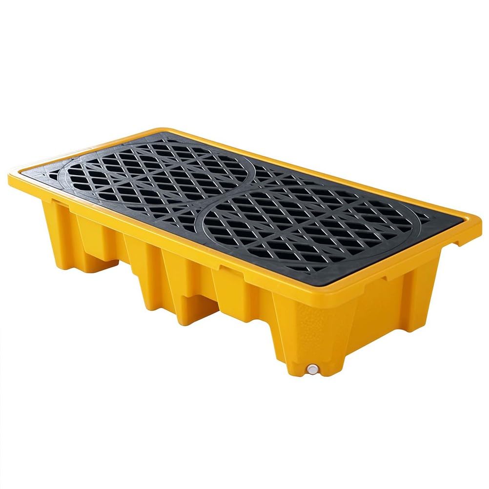 LVSEWOA Plastic Drum Spill Pallet with Leakproof Grates for Industrial Spill Control and Containment