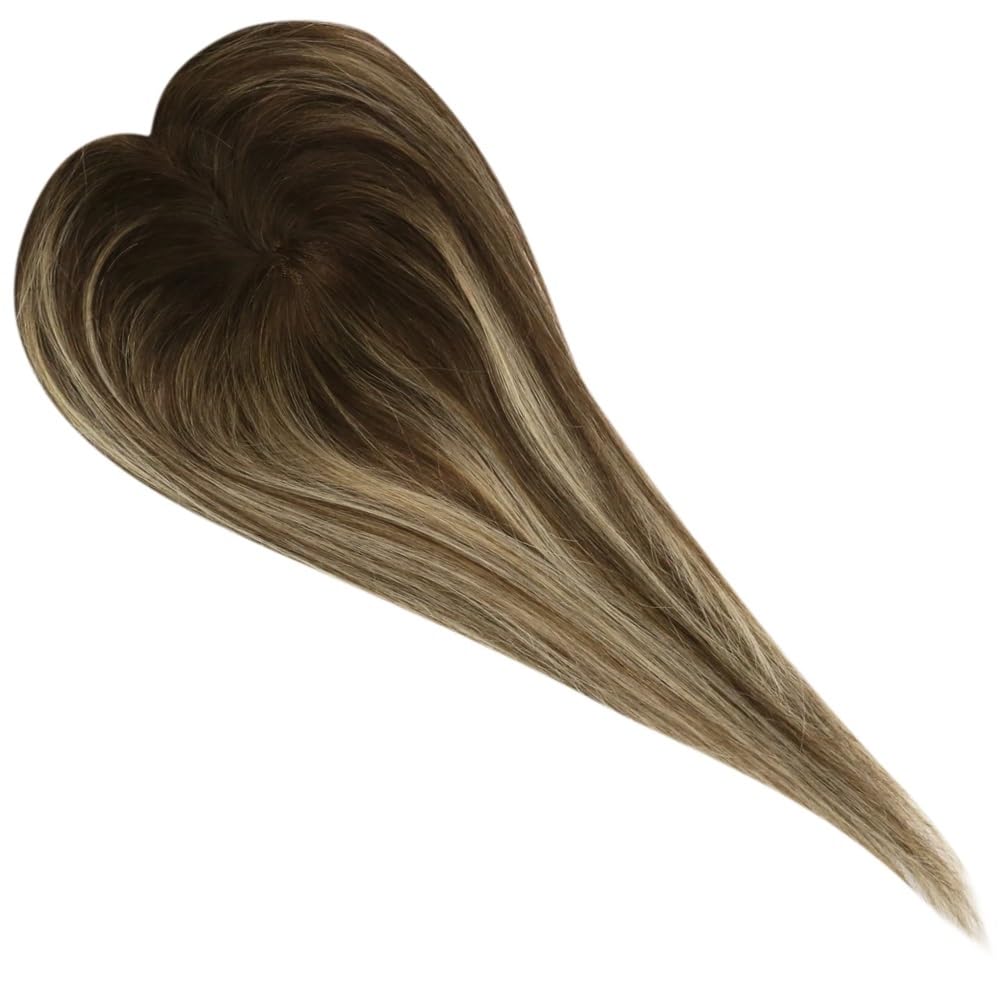 Suplement do włosów 13 x 13 cm z naturalnych włosów ludzkich dla kobiet, klips do przerzedzonych włosów, jedwabna podstawa dla kobiet Urocza (4-27-4,18 cala)