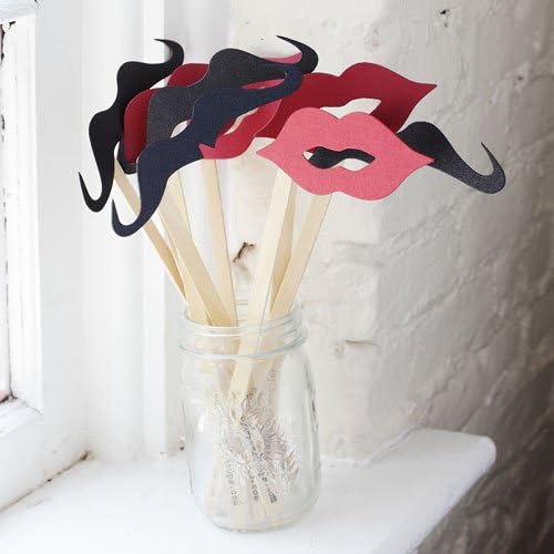 Photo Booth Paper Props : Lips and Mustache Kit