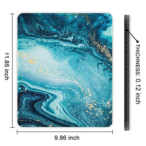 Auhoahsil Mouse Pad With Stitched Edge Premium-Textured Mouse Mat Waterproof Non-Slip Rubber Base Customized Rectangle Mousepad For Laptop Computer Pc Gaming Office 11.8×9.85 Inches, Blue Marbling Art #TOP6