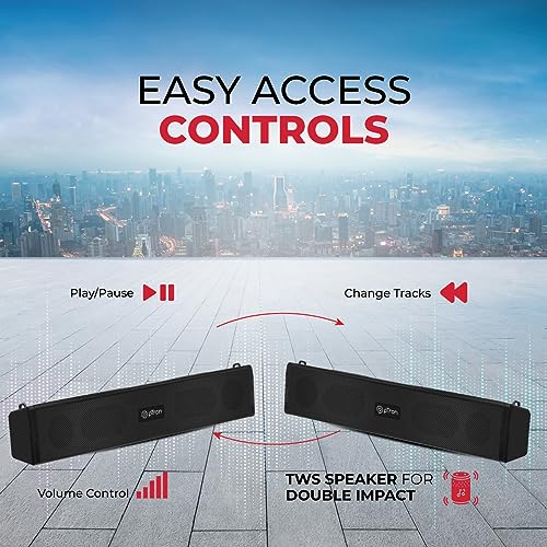 Image of pTron Fusion Wave 16W Mini Bluetooth Soundbar Speaker with up to 19Hrs Playback Time, Soundbar for Phone /TV /Laptop /Tablets /Projectors & BT5.0 /Aux /TF Card /USB Drive Playback (Silk Black)