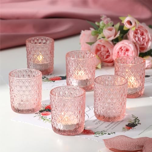 Lot de 12 Photophore Bougie, Photophores en Verre pour Bougie Chauffe-Plat, Photophore pour Centres de Table Parfait pour Mariage Fête Décoration d'intérieur