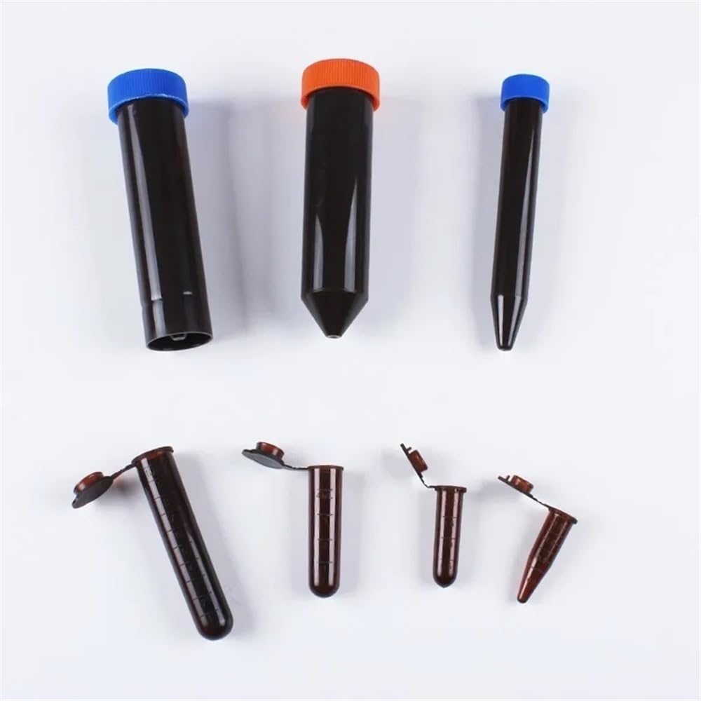 Vetreria da laboratorio Provetta da centrifuga in plastica marrone da 0,5/1,5/2/5/10/15 ml, contenitore for campioni da laboratorio con tappo(2ml 500pcs)