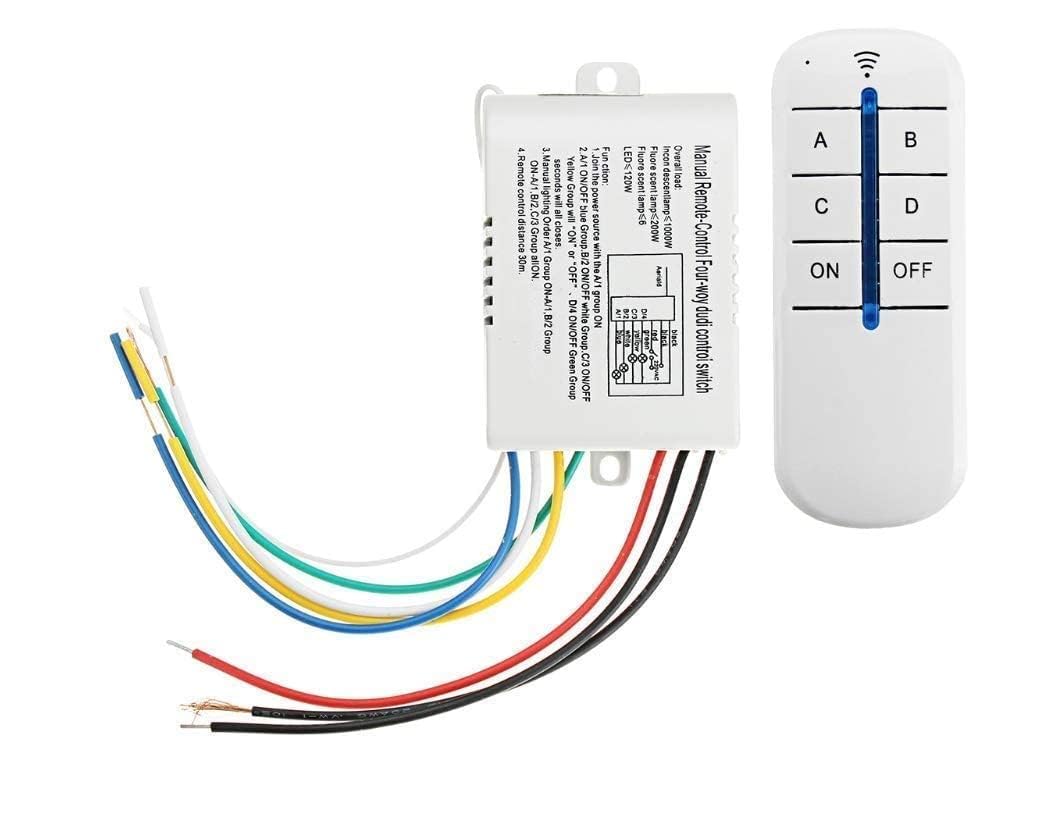 4-Way ON/Off 220V-240V Light Digital Remote-Control Wireless Wall Switch with RF Remote Control (IM-E-4W-RF-02)-image-9