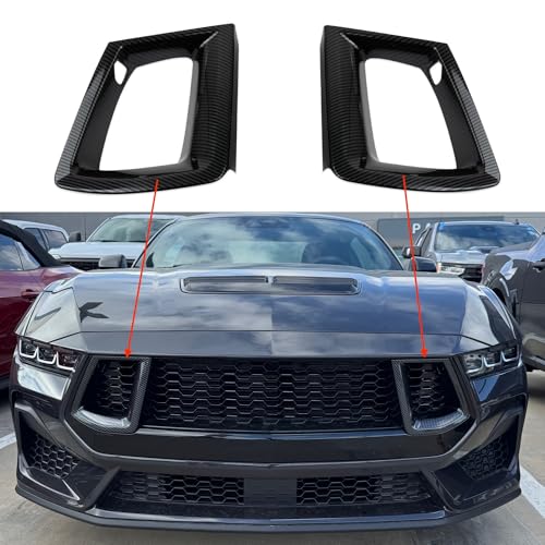 Image of 2024+ Mustang GT & GT Premium Front Grill Inserts (ABS Plastic (Carbon Fiber Look))