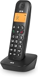 SPC Air – Teléfono Fijo inalámbrico con Pantalla iluminada, identificador de Llamadas, Agenda 20 contactos, Modo Mute, 5 melodías Disponibles, compatibilidad Gap y Modo Eco - Negro