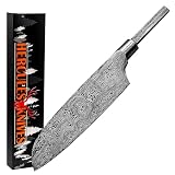Custom Damascus Steel Forged Chef Knife Blank – Hand-Forged 66-Layer High Carbon Damascus Blade...