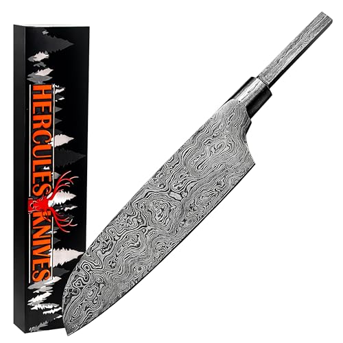 Hercules Knives Custom Hand Forged Damascus Steel Blank Blade Chef