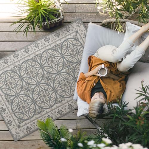 Tapis en vinyle extérieur 120x180 rectangle imperméable balcon jardin terrasse - 3