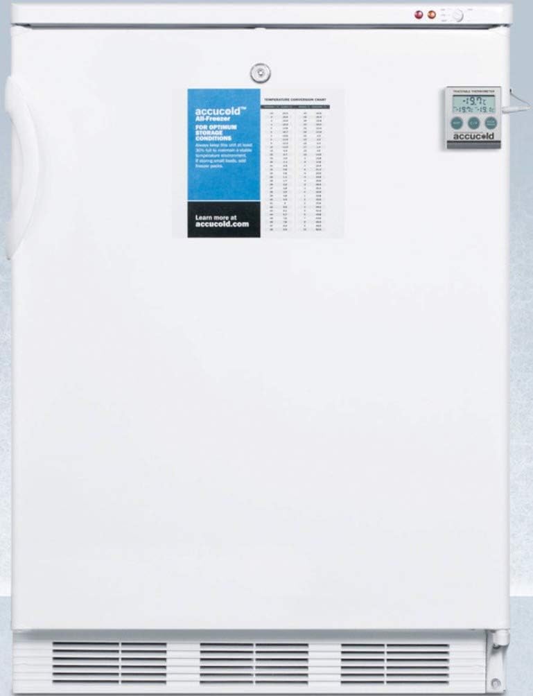 Summit Appliance VT65ML7PLUS2 24' Wide All-Freezer for Freestanding Use with a Manual Defrost, Buffered Temperature Probe, NIST Calibrated Thermometer, Pull-Out Drawers, Lock and -25ºC Capability