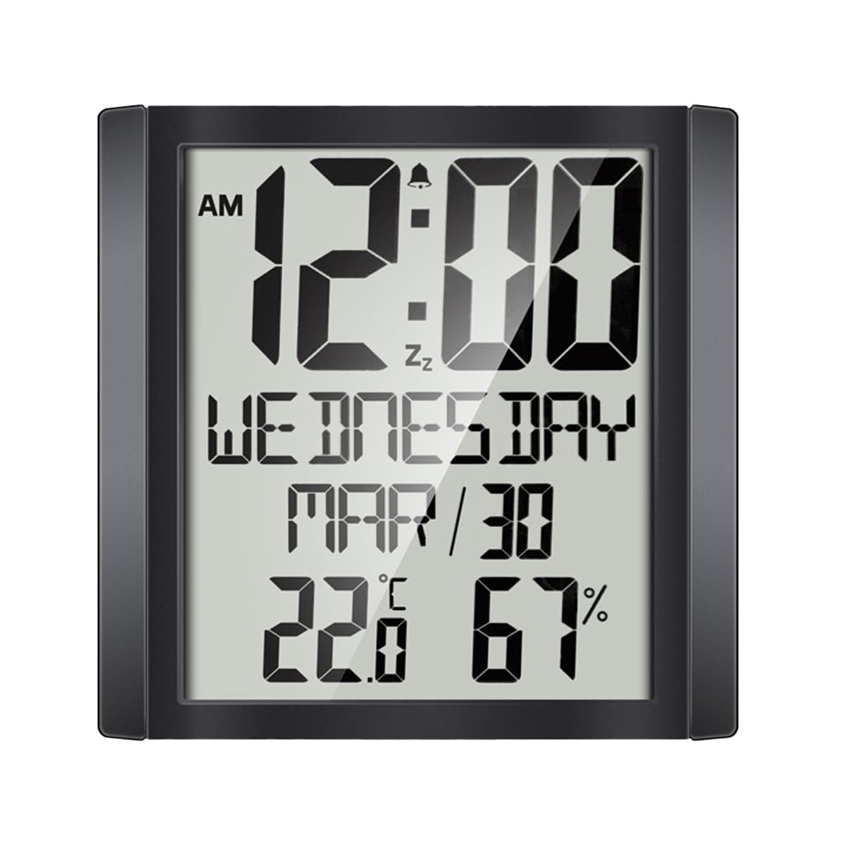 Reloj de pared digital, reloj de escritorio con temperatura, humedad, fecha, semana, pantalla grande, calendario, despertador a pilas, perfecto para personas mayores.
